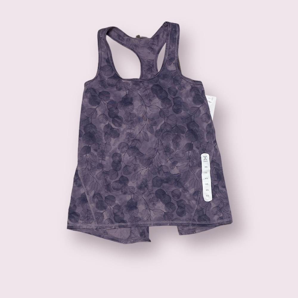 purple leaf pattern workout tank